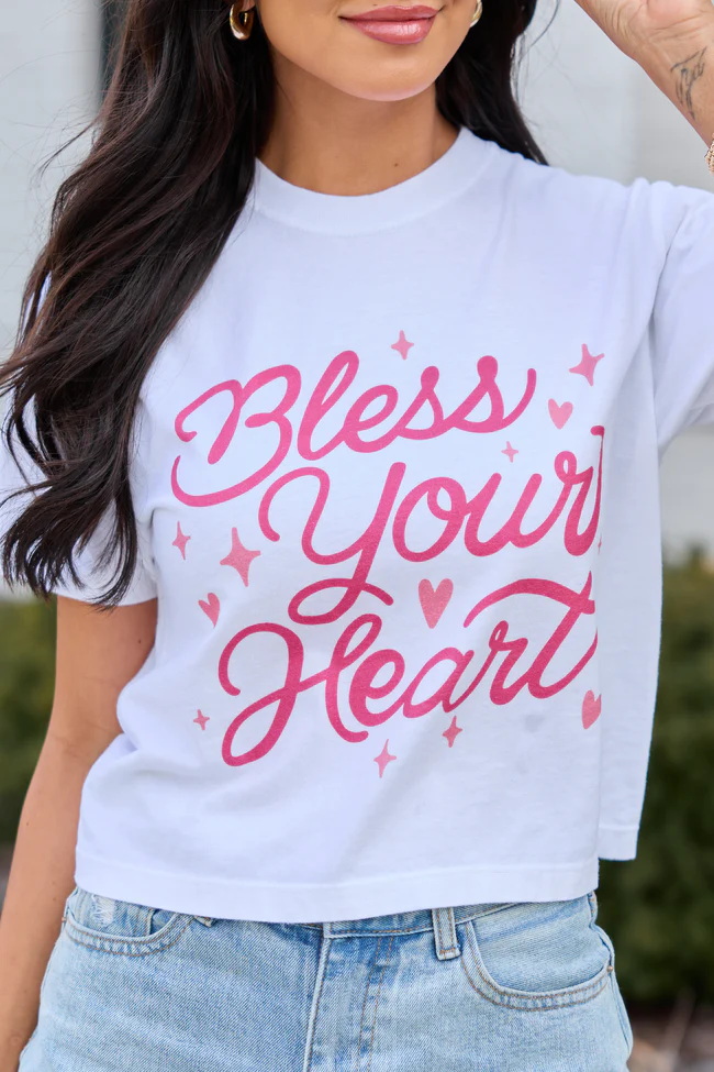 Bless Your Heart White Boxy Graphic Tee