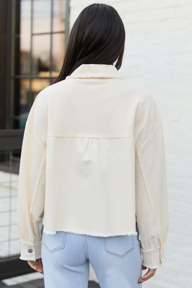 Bree Ivory Canvas Thermal Shacket - Image 4