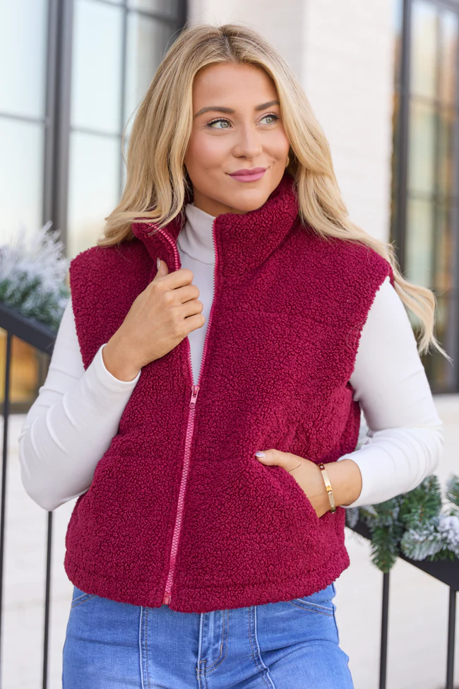 Bunny Red Sherpa Zip Vest FINAL SALE - Image 3
