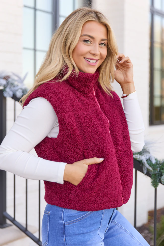 Bunny Red Sherpa Zip Vest FINAL SALE - Image 4