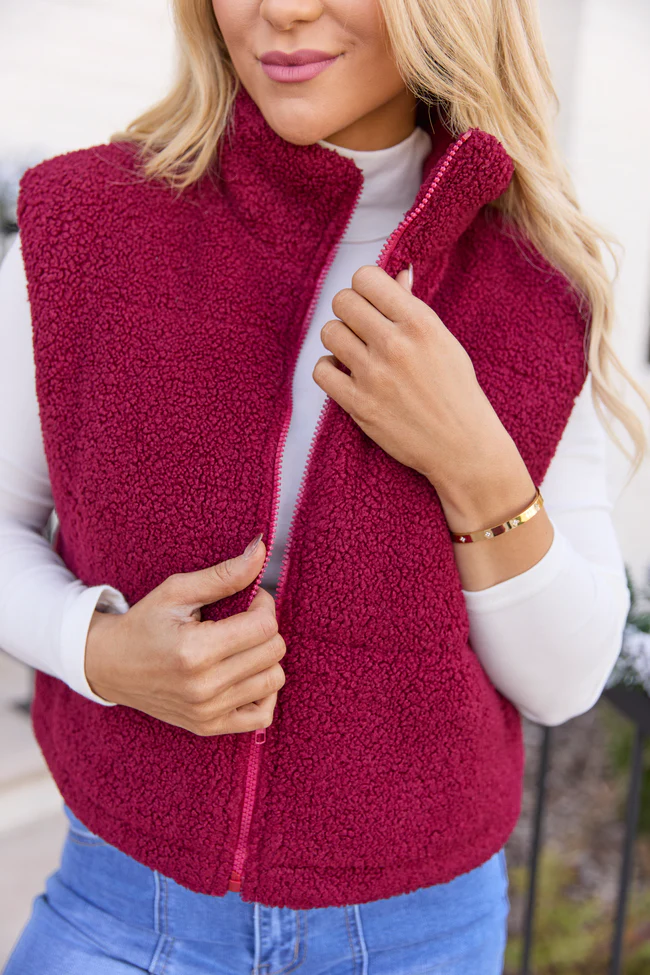 Bunny Red Sherpa Zip Vest FINAL SALE - Image 6