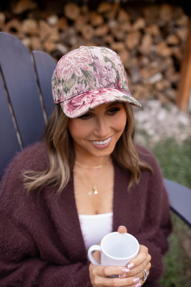 Burgundy Tapestry Baseball Hat FINAL SALE - Image 2