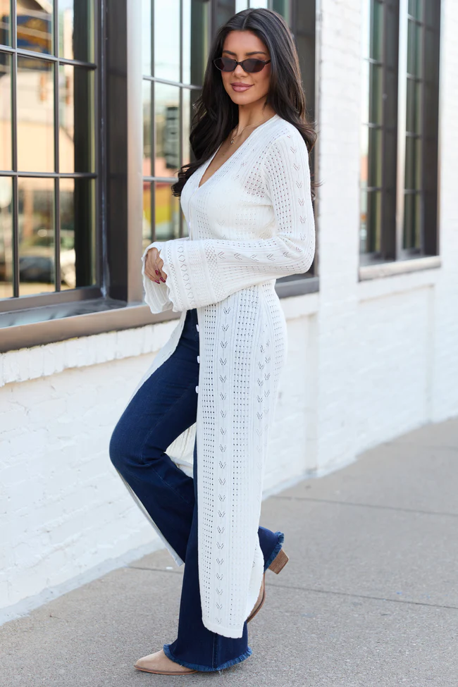 Campbell Ivory Knit Maxi Cardigan - Image 3