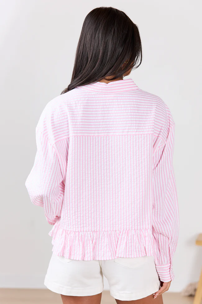 Chandler Pink Seersucker Blouse - Image 5