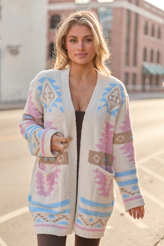 Cheyene Pastel Southwestern Print Cardigan - Image 3