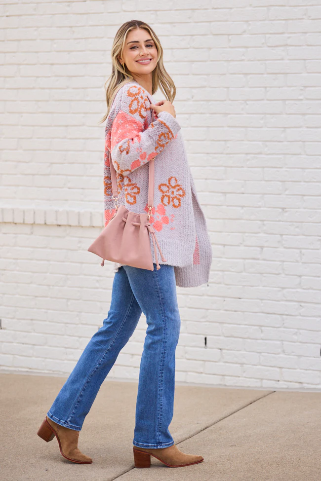 Cindy Boucle Purple Floral Print Cardigan FINAL SALE - Image 4