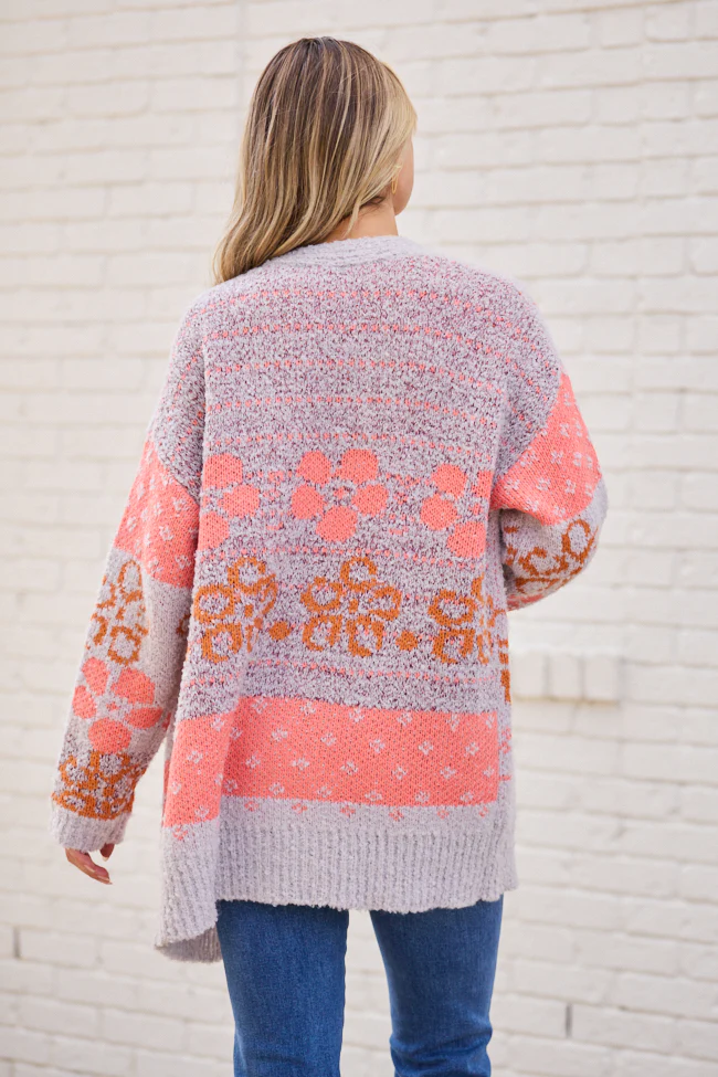Cindy Boucle Purple Floral Print Cardigan FINAL SALE - Image 6