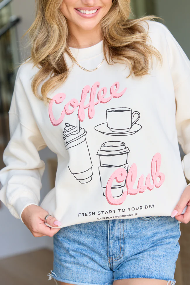 Coffee Club Cream Graphic Sweatshirt - Image 2
