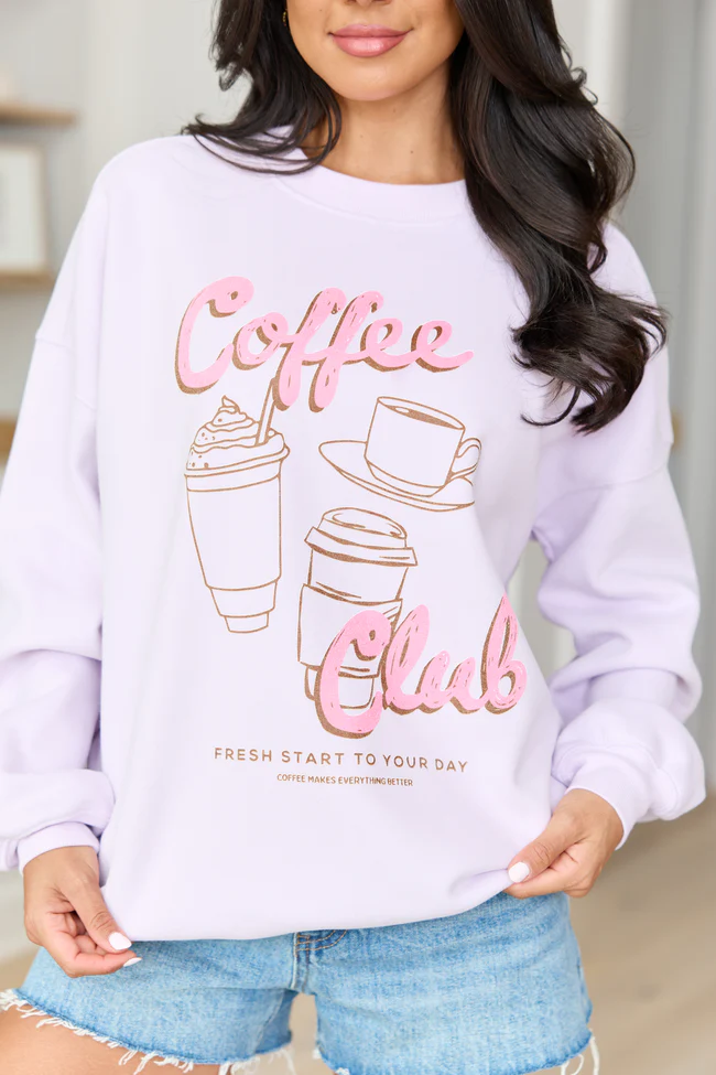 Coffee Club Purple Graphic Sweatshirt