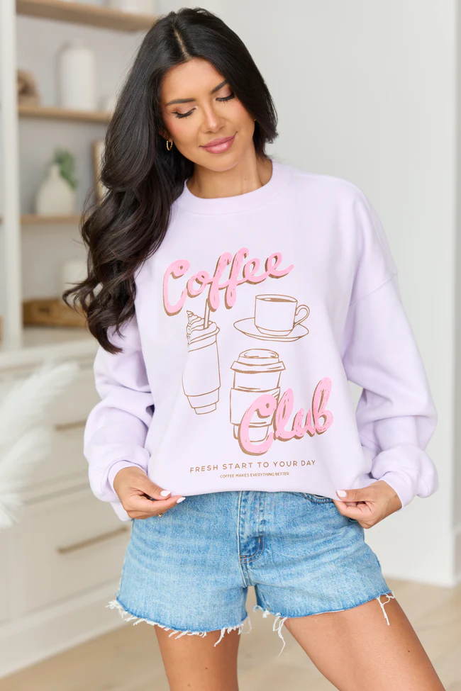 Coffee Club Purple Graphic Sweatshirt - Image 2