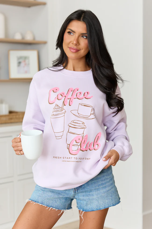 Coffee Club Purple Graphic Sweatshirt - Image 4