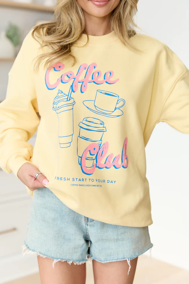 Coffee Club Yellow Graphic Sweatshirt - Image 2