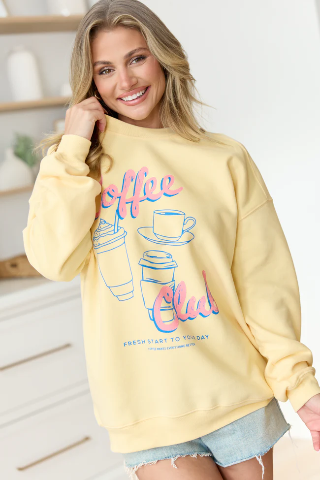 Coffee Club Yellow Graphic Sweatshirt - Image 3