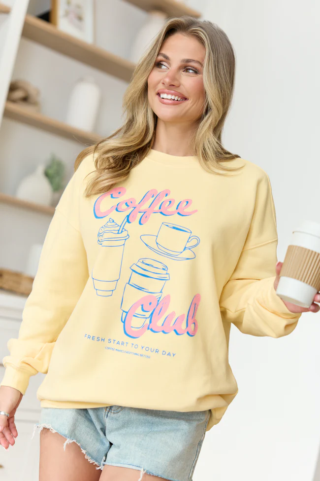 Coffee Club Yellow Graphic Sweatshirt - Image 4
