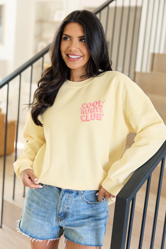 Cool Aunts Club Yellow Graphic Sweatshirt - Image 4