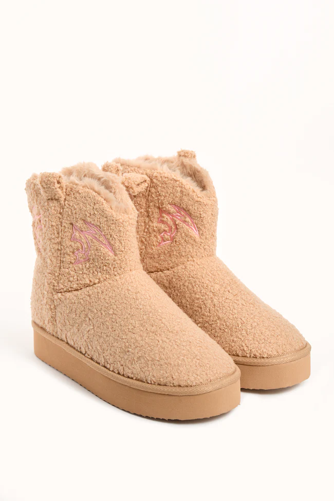 Cooper Tan Flair Stitch Shearling Platform Slippers FINAL SALE - Image 2