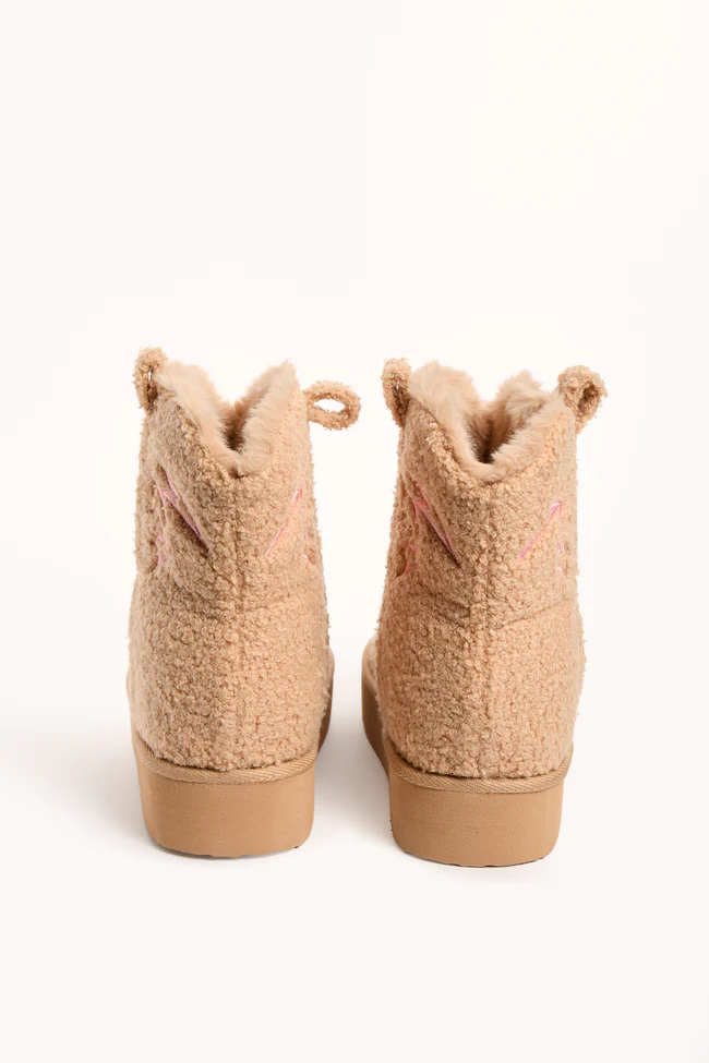 Cooper Tan Flair Stitch Shearling Platform Slippers FINAL SALE - Image 5