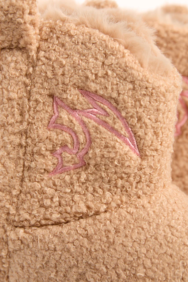 Cooper Tan Flair Stitch Shearling Platform Slippers FINAL SALE - Image 6