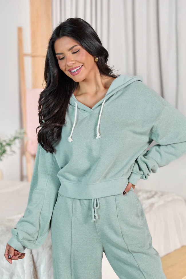 Cori Sage Crop Hoodie FINAL SALE