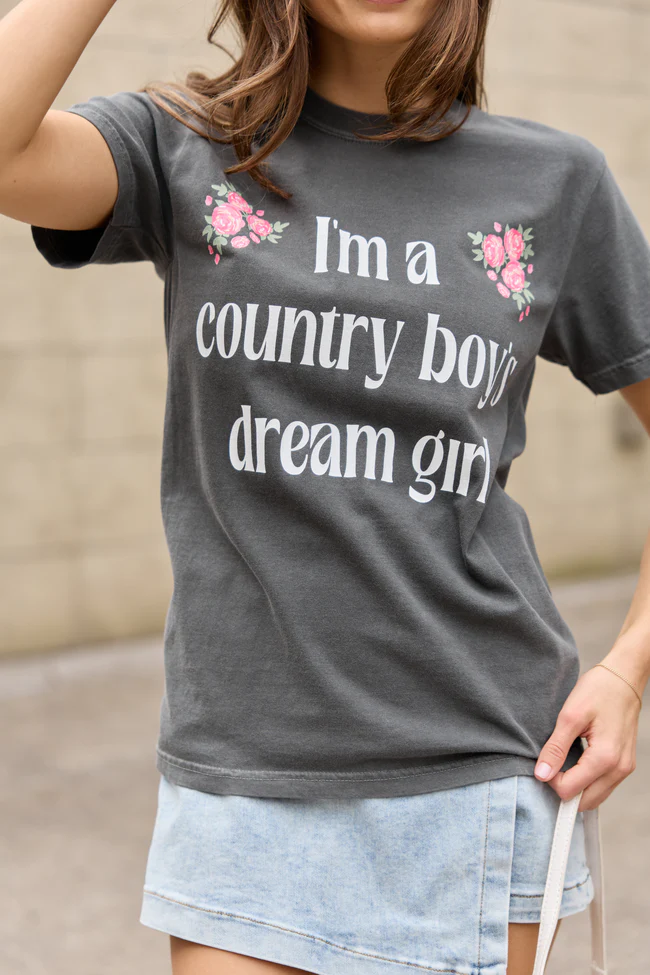 Country Boy's Dream Girl Dark Grey Graphic Tee - Image 2