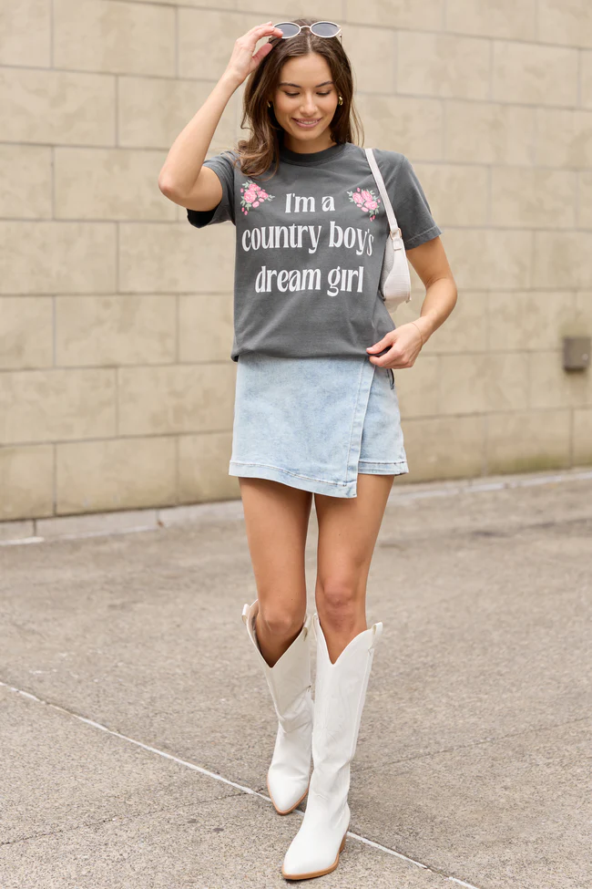 Country Boy's Dream Girl Dark Grey Graphic Tee - Image 3