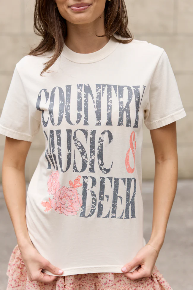 Country Music & Beer Ivory Graphic Tee - Image 4