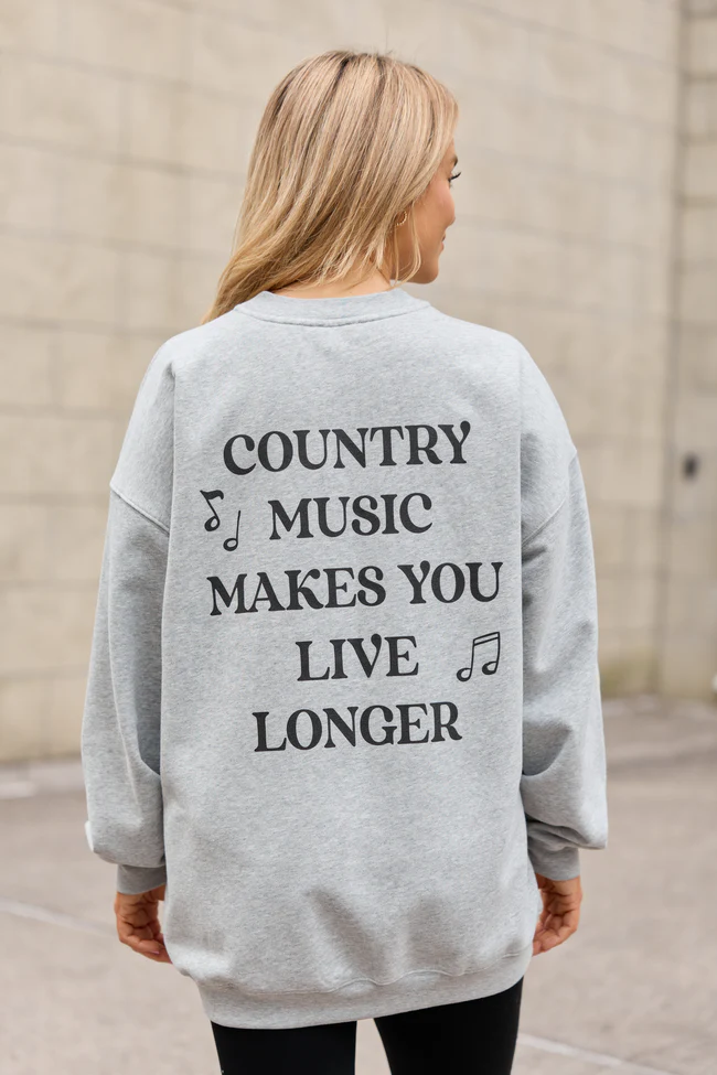Country Music Light Grey Graphic Sweatshirt