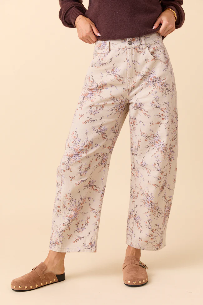 Courtney Lavender Floral Print Barrel Leg Pants SALE - Image 3