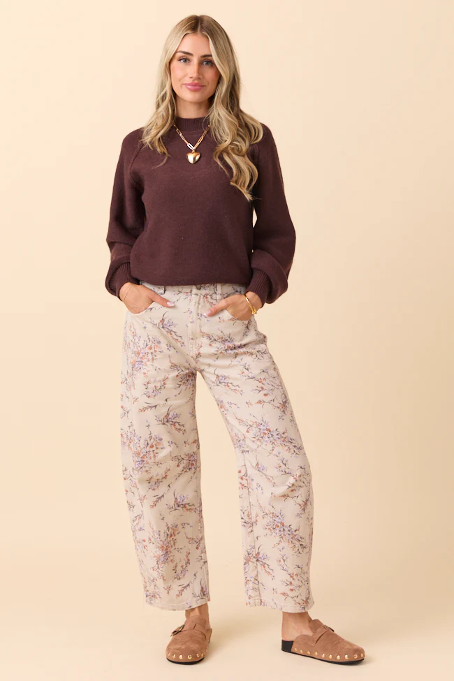 Courtney Lavender Floral Print Barrel Leg Pants SALE - Image 4