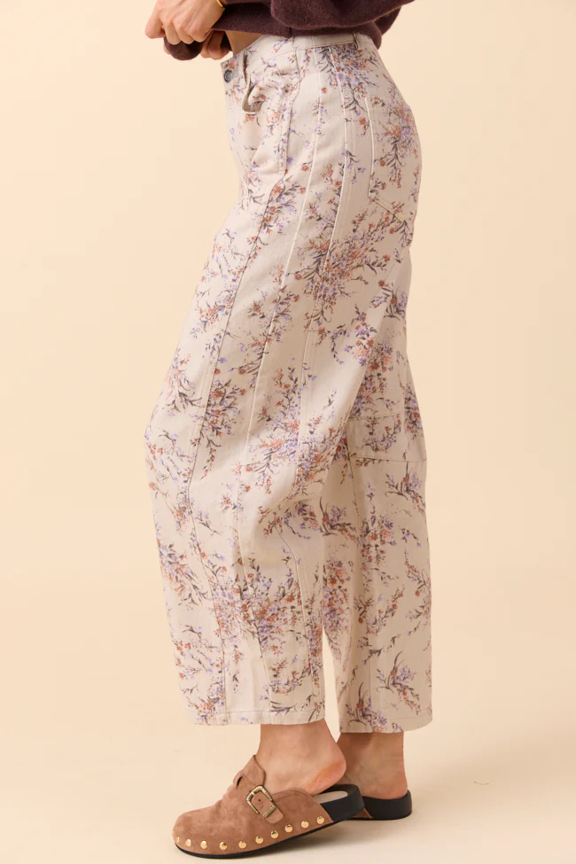 Courtney Lavender Floral Print Barrel Leg Pants SALE - Image 5