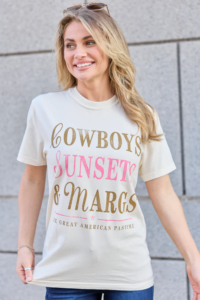Cowboys Sunsets & Margs Ivory Graphic Tee - Image 4