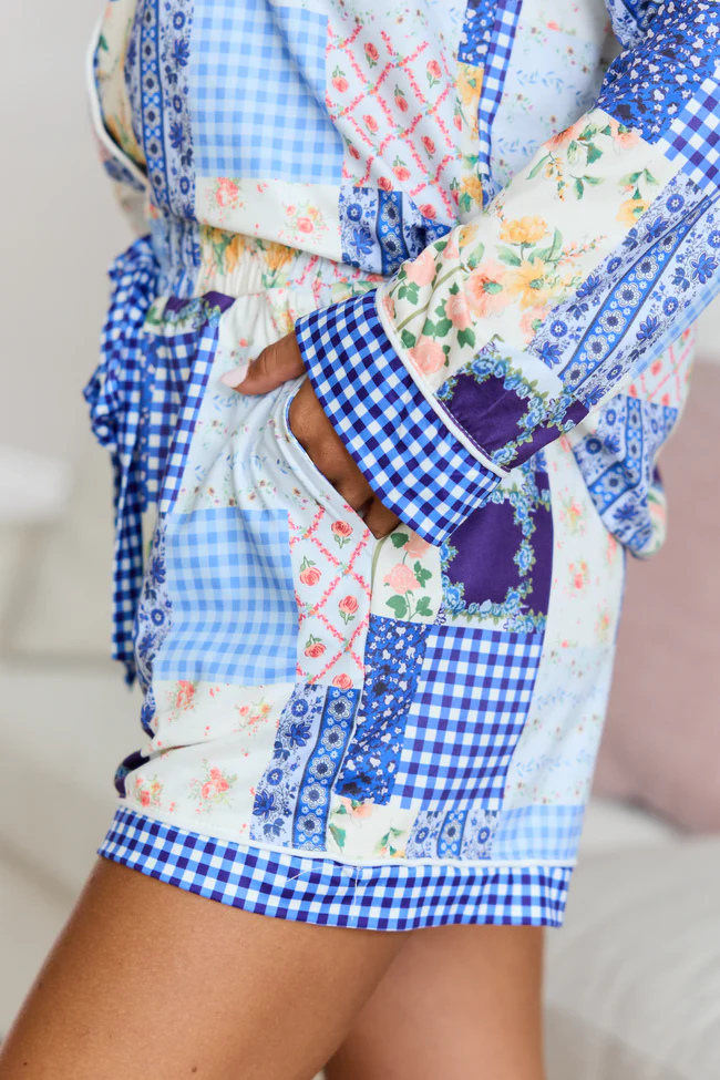 Cozy Crush Pajama Shorts - Patchwork Pop Blue - Image 3