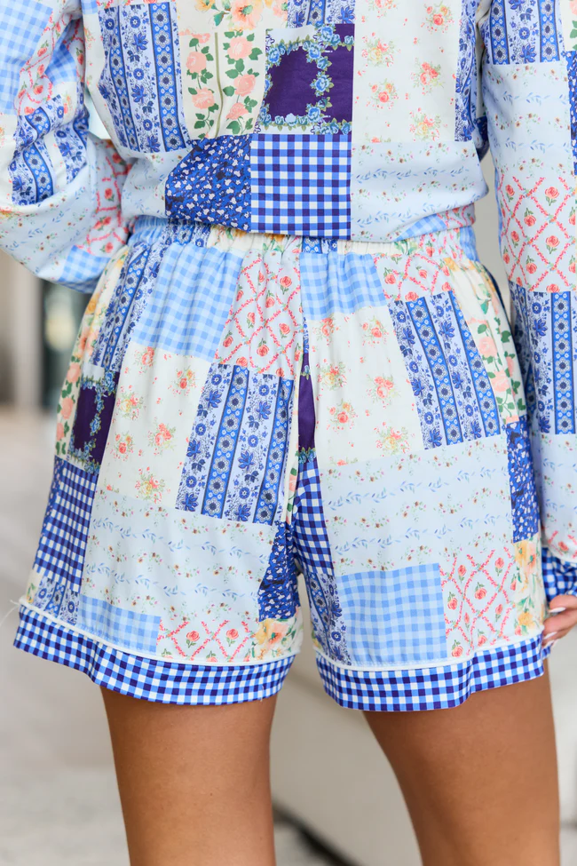 Cozy Crush Pajama Shorts - Patchwork Pop Blue - Image 4
