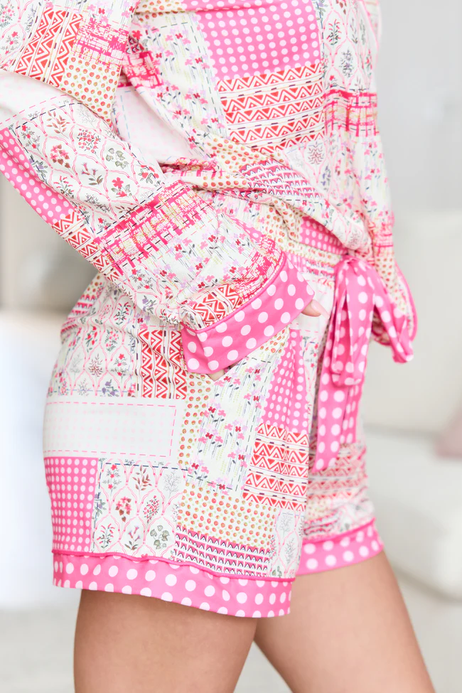 Cozy Crush Pajama Shorts - Patchwork Pop Pink - Image 3