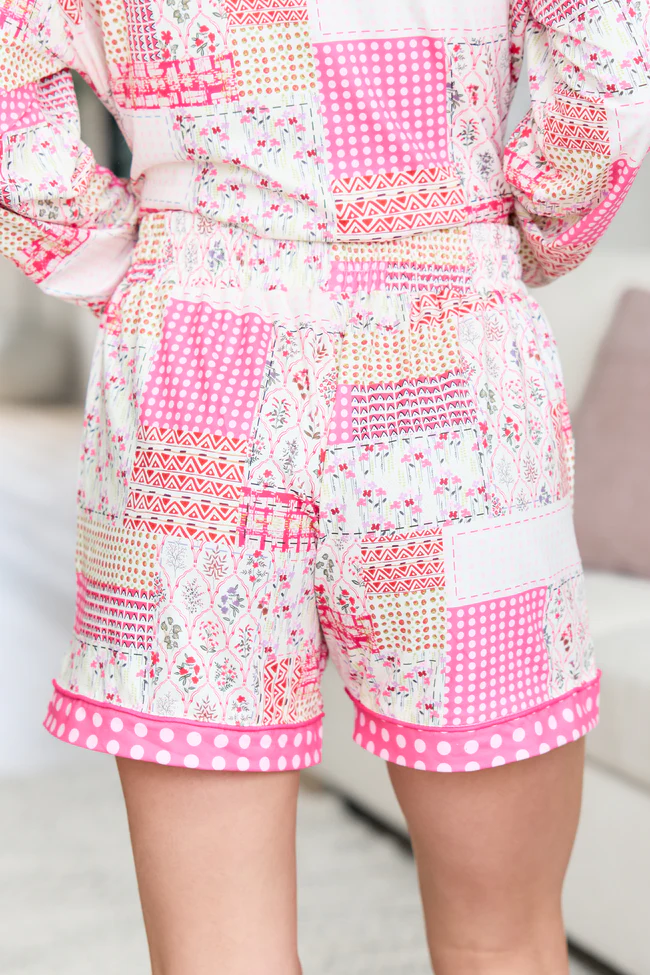 Cozy Crush Pajama Shorts - Patchwork Pop Pink - Image 4