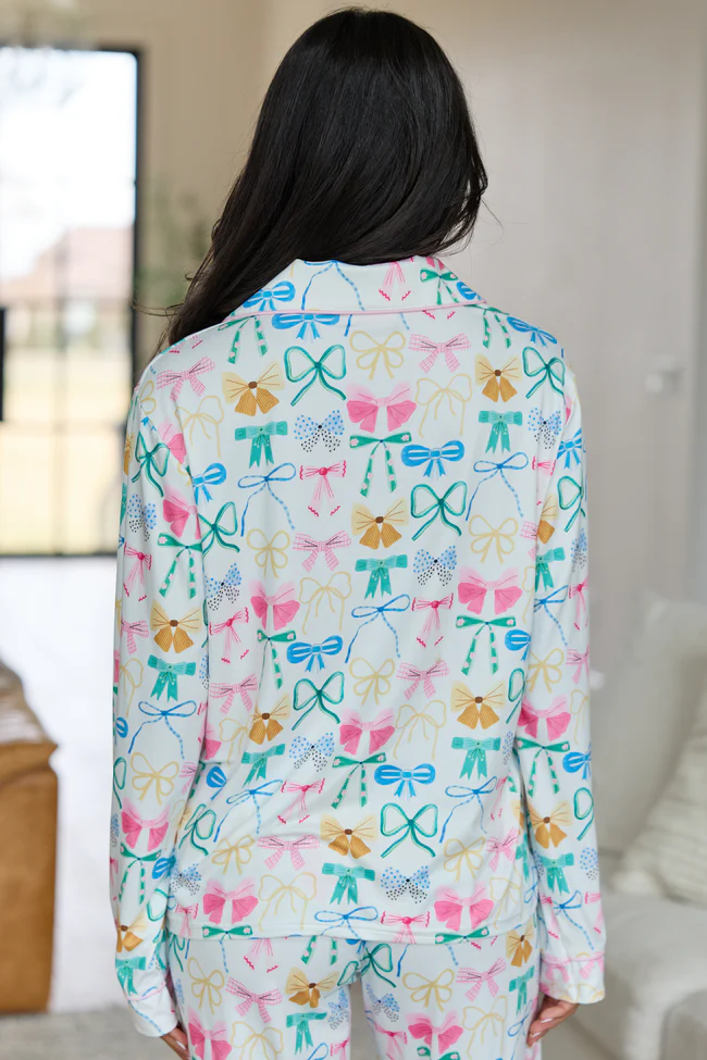 Cozy Crush Long Sleeve Pajama Top - Take A Bow Multi Pastel - Image 5