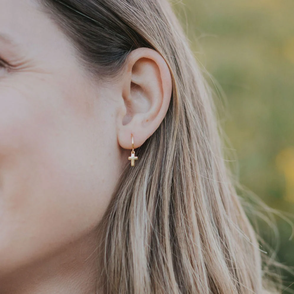 Cross Hoop Earrings - Image 2