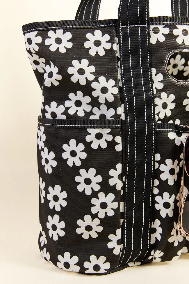 Daisy Daydreams Black Canvas Tote - Image 4