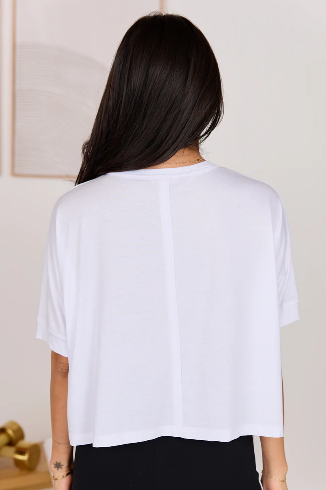 Darcy Short Sleeve Crop White Tee - Image 5