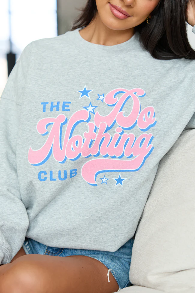 Do Nothing Club Light Grey Graphic Sweatshirt - Image 2