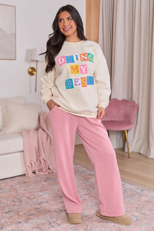 Doing My Best Cream Graphic Sweatshirt - Image 3