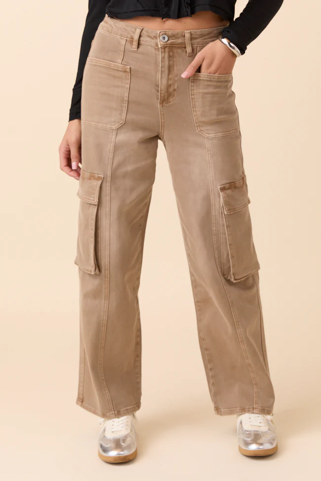 Edith Vintage Khaki High Rise Wide Leg Jeans FINAL SALE - Image 2
