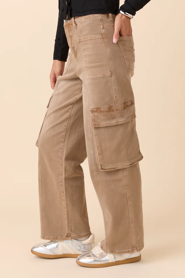 Edith Vintage Khaki High Rise Wide Leg Jeans FINAL SALE - Image 4