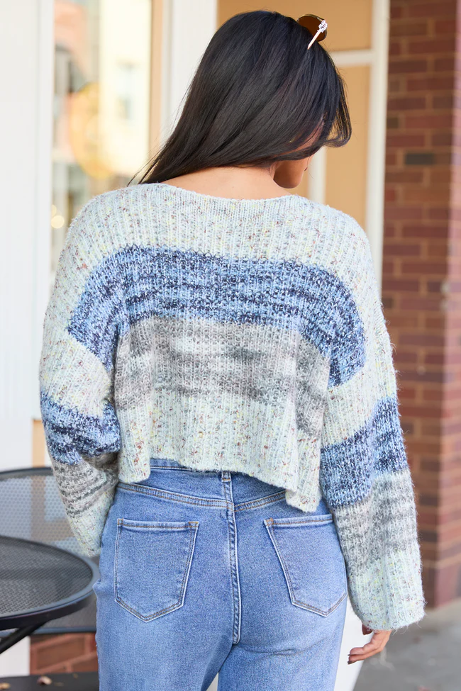 Ellis Tan And Blue Cropped Sweater SALE - Image 4