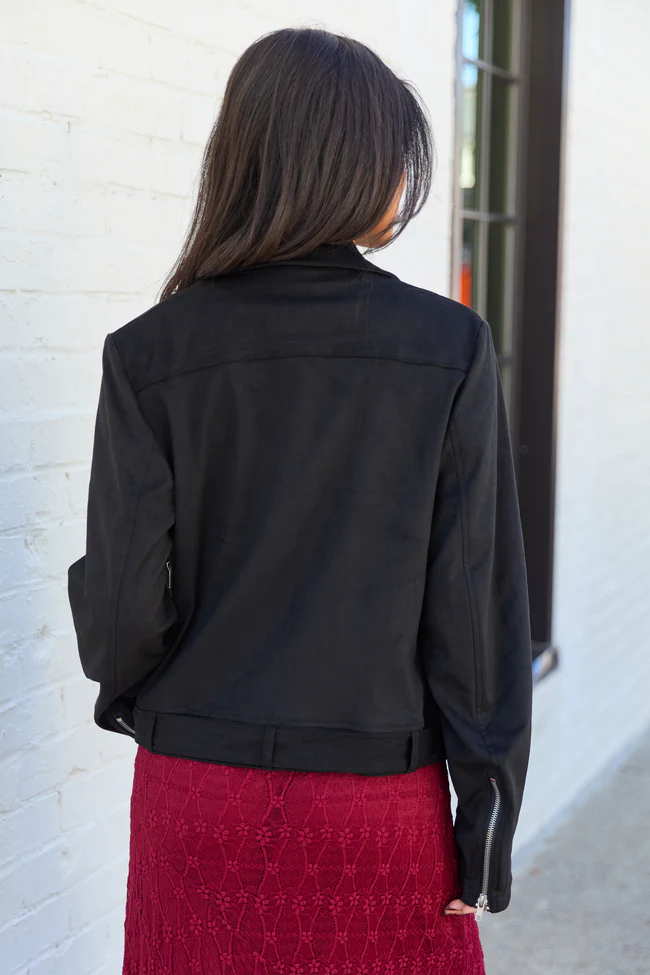 Elodie Black Faux Suede Moto Jacket FINAL SALE - Image 5