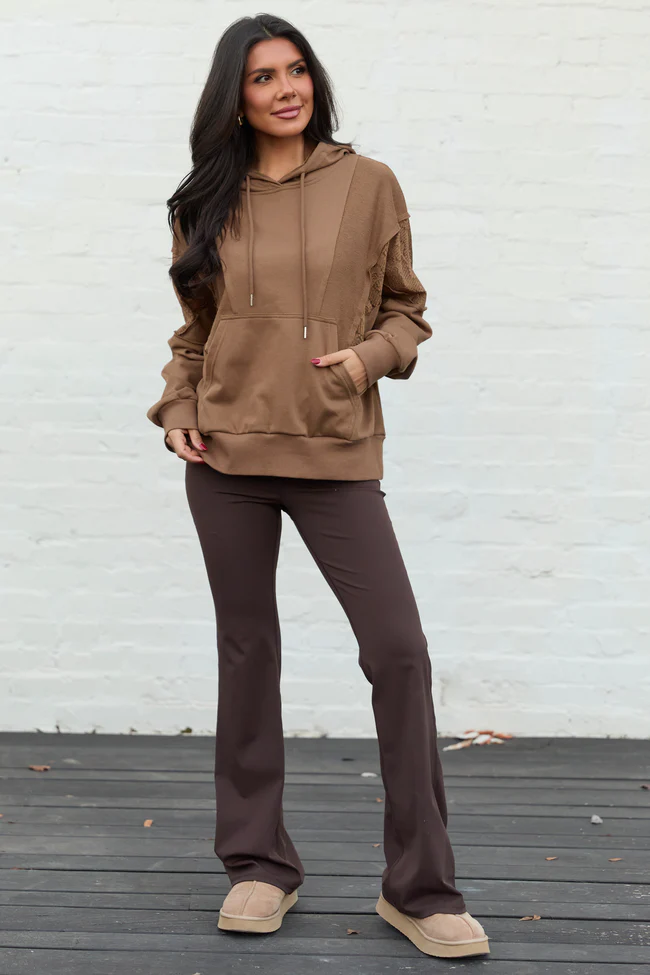 Emerson Brown Lace Patchwork Hoodie FINAL SALE - Image 2