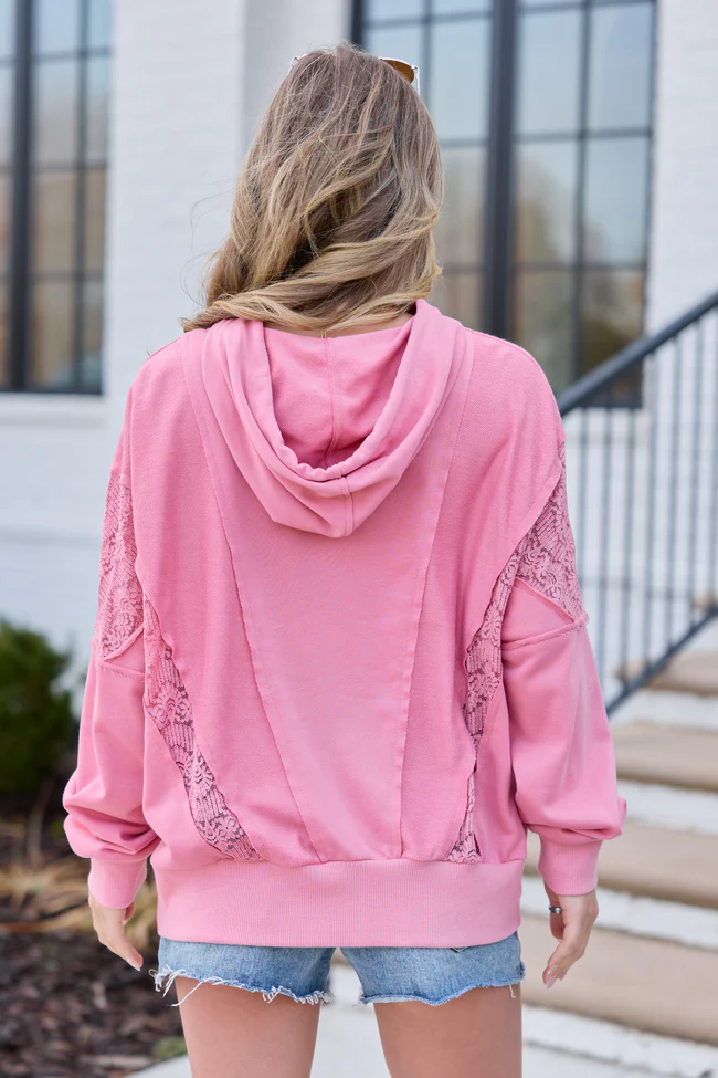 Emerson Mauve Lace Patchwork Hoodie - Image 4