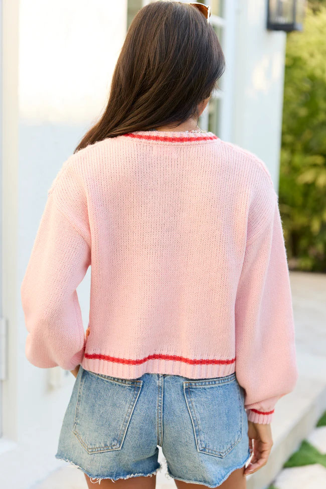 Emmie Pink Crochet Open Cardigan - Image 5