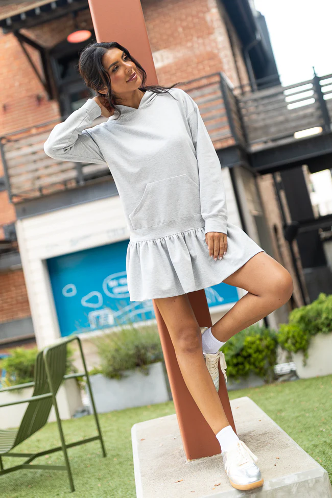 Erin Grey Hoodie Mini Dress FINAL SALE - Image 6