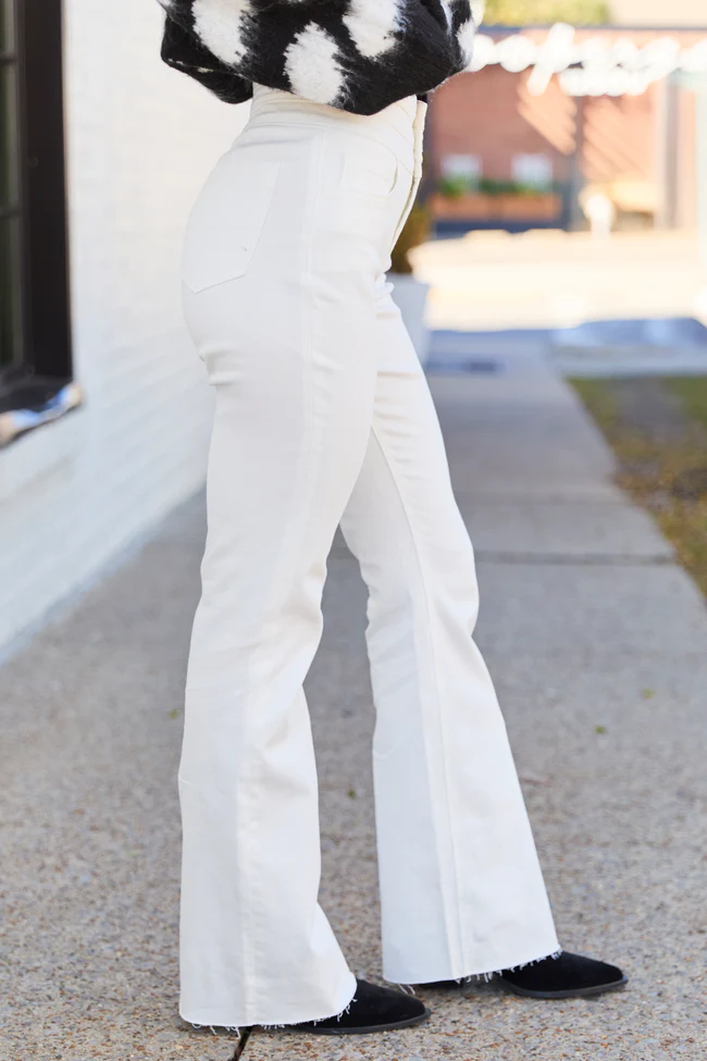 Esther White Flare Leg Jeans - Image 3